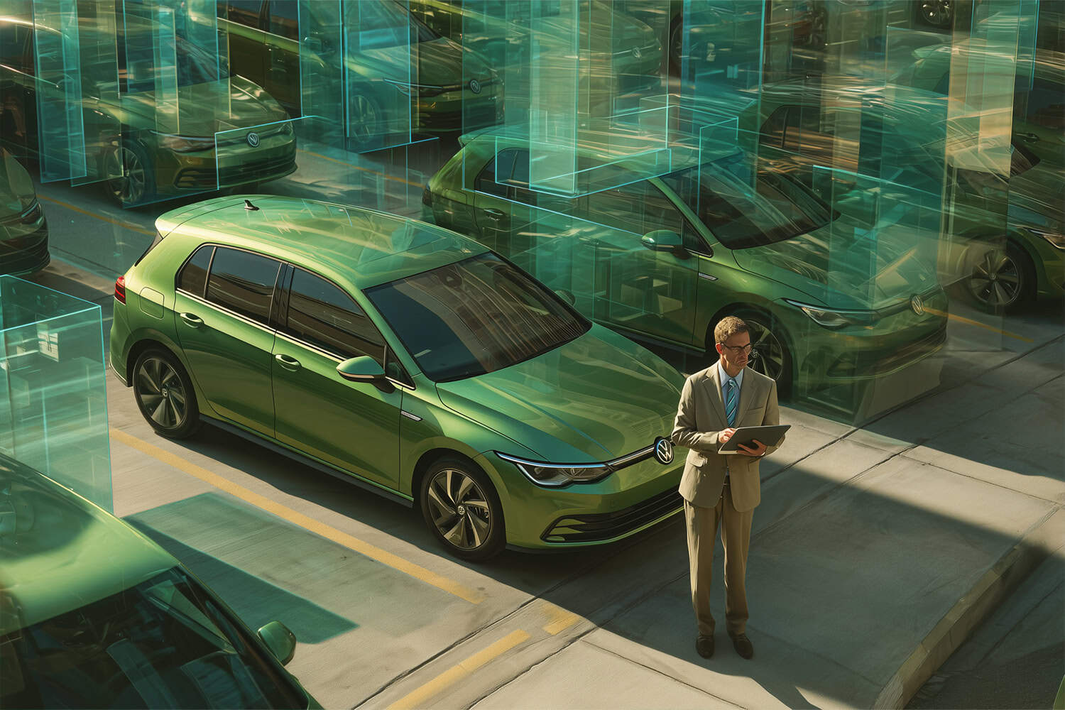 Sachverständiger erstellt Kfz-Gutachten am Fahrzeug