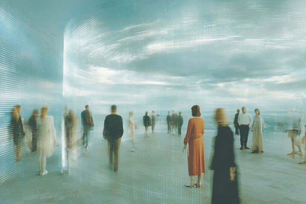 Menschen, die einer hellen Zukunft entgegenblicken.