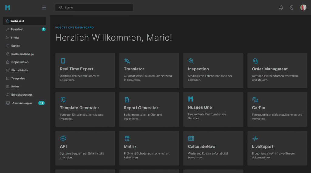 Hüsges One Dashboard